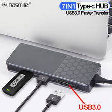 Concentrador de red tipo C a HDMI, adaptador compatible con USB 3,0, SD, lector de tarjetas TF, PD, cargador RJ45 para MacBook Pro, portátil 2024 - compra barato