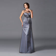 New Elegant Gray A Line Jewel Neck Mother of the Bride Dresses Pleating Beaded Wedding Guest Dress Back Out Floor Length On Sale 2024 - buy cheap