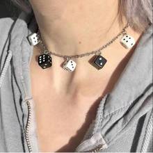 goth Fun Black White Dice Pendant Necklaces For Women grunge e girl Choker indie collar goblincor aesthetic  accessories Jewelry 2024 - buy cheap