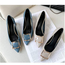 Sapatos femininos de couro legítimo de alta qualidade, sapatos de salto alto ponta fina, calçados de marca da moda 2024 - compre barato
