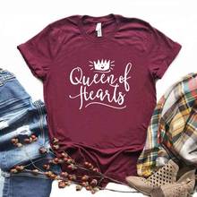 Camiseta feminina estampa queen of hearts, camiseta de algodão casual e engraçada com 6 cores 2024 - compre barato