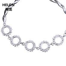 925 Sterling Silver Women Bracelet 7x7mm Round Cabochon Semi Mount Bracelet Chain Setting Wholesale 2024 - buy cheap