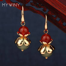 MYWINY-pendientes de Flores de cobre naturales vintage, joyería étnica de moda, Aveturine 2024 - compra barato