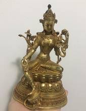 Estatua de diosa de la iluminación budista Mahayana de Tara Verde de latón del Tíbet 2024 - compra barato