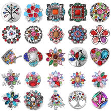 6 unids/lote de botones a presión de diamantes de imitación de colores para pulsera de cuero, joyería intercambiable, 18mm 2024 - compra barato