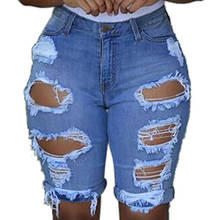 2022 Summer Sexy Women Denim Skinny Ripped Shorts High Waist Hole Destroyed Draped Stretch Bodycon Jeans Slim Shorts Pants Hot 2024 - buy cheap
