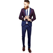 ANNIEBRITNEY 2 Piece Men Slim Fit Formal Suit With Pants 2020 New Groom Wedding Tuxedo Purple Navy Prom Wedding Skinny Men Suit 2024 - buy cheap