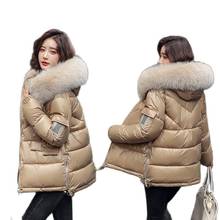 2021 New Down Cotton Jacket Female Women Winter Jackets Big Fur Collar Cotton Padded Warm Thick Ladies Coat Parkas Winter Coat 2024 - купить недорого