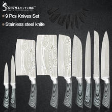Sowoll conjunto de facas de aço inoxidável, lâmina afiada chefe para cortar pão santoku ferramentas para cortar e cortar carne peixe 2024 - compre barato