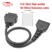 Cable de extensión automático completo de 16 Pines, Conector de escáner OBD 2, OBD2, macho a hembra 2024 - compra barato