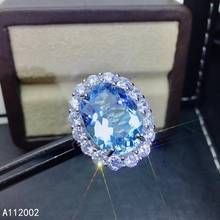 KJJEAXCMY-Anillo de Plata de Ley 925 con Topacio Azul, joyería fina, ajustable, con piedras preciosas, para mujeres 2024 - compra barato
