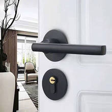 Fechadura da porta, maçaneta da porta, preto, espaço, de alumínio, para interior/quarto, com divisão silenciosa 2024 - compre barato