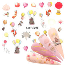 1 Sheet Transfer Balloon Stickers For Nails Cute Cartoon Animal Sliders For Nails DIY Adhesive Nail Art Tip Decora Wraps 2024 - buy cheap