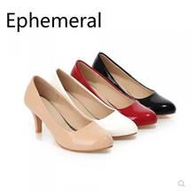 Sapatos de salto alto feminino, calçado estilo retrô brilhante 6cm preto vermelho bege branco para festa, 45 e 43 2024 - compre barato