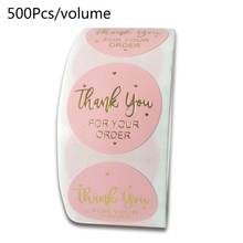 500pcs round labels thank you sticker  with Gold Foil sweet dragees bag flower gift box cake boxes and packaging wedding labels 2024 - buy cheap