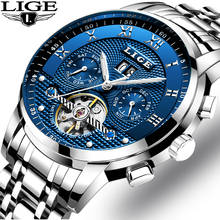 LIGE 2019 New Men Watch Top Brand Luxury Business Automatic Machinery Men's Watches Full Steel Waterproof Man Clock Watchs box