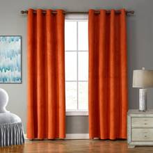 Cortinas blackout de tecido de camurça para cozinha, janela de quarto, laranja, 7 cores, feita sob encomenda 2024 - compre barato