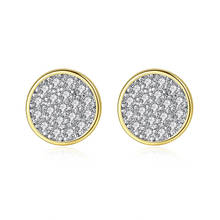 Micro Paved AAA Cubic Zirconia Bling Iced Out Round Stud Earrings for Women Men Hip Hop Fashion Rapper Jewelry Gifts Gold 2024 - buy cheap