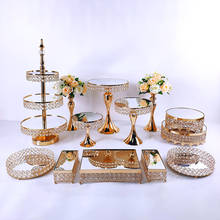 Crystal Metal Cake Stand Set  6-16pcs  Acrylic Mirror Cupcake Decorations Dessert Pedestal Wedding Party Display Tray 2024 - buy cheap