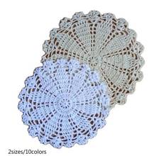 Round Lace cotton table place mat crochet coffee placemat pad Christmas glass drink coaster cup mug tea dining doily kitchen 2024 - buy cheap