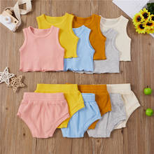 0-12M Summer Infant Newborn Baby Girl Clothes Set Knitted Vest Top Shorts Outfits Baby Costumes 2024 - buy cheap