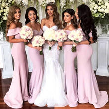 Lceland Poppy Elegant Satin Mermaid Bridesmaid Dresses Off the Shoulder Sleeveless Floor Length Formal Gowns 2024 - buy cheap