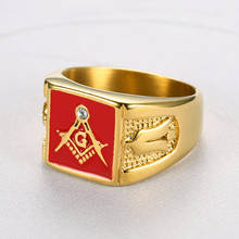 Золотое масонское мужское кольцо из нержавеющей стали золотого и красного цвета модное мужское кольцо из нержавеющей стали оптом 2024 - купить недорого