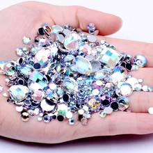 Rhinestones Crystal AB 1000pcs Mix Colors Round Acrylic Non-Hotfix Flatback Rhinestones Nail Art Stones For Strass Decorations 2024 - buy cheap