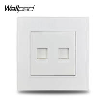 Wallpad S6 White Double 2 Ethernet Internet Data RJ45 CAT6 Wiring Outlet Wall Socket Brushed PC Plastic 2024 - buy cheap