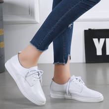 Mocasines planos blancos para mujer, zapatos informales de cuero genuino, con cordones y Punta puntiaguda, novedad de 2021 2024 - compra barato