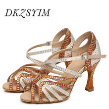 DKZSYIM Rhinestone Latin Dance Shoes Women High Heels Ballroom Waltz/Tango/Jazz Snakers Soft Soles Party Dance Sandals Shiny 2024 - buy cheap
