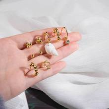 Boho 2020 Vintage New Fashion Geometric Crown White Shell Pendant Blessing Earrings For Women Earring Jewelry Wedding Gift 2024 - buy cheap