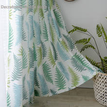 Ferns Green Color Cotton Linen Northern European-Style Printed Semi-Blackout Curtains for Living Room Bedroom Partition Curtain 2024 - buy cheap