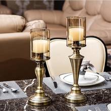Candelabros de Metal europeo para boda, soporte de vela de cristal a la moda, exquisitas velas para mesa, decoración del hogar, 50XX111 2024 - compra barato