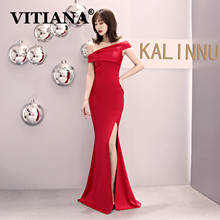 VITIANA Women Off Shoulder Sexy Party Dress Female Strapless Elegant Trumpet Long Dresses Femme Noble Banquet Night Vestidos 2024 - buy cheap