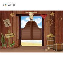 Laeacco Wild West Photophone Western Cowboy Farm Wood Door Cactus Baby Birthday Backdrops Photography Backgrounds Photo Studio 2024 - buy cheap
