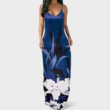 Flower Print Maxi Dresses For Women Pocket Sling Sleeveless Dress Summer Sundresses Jupe Longue Femme Bohemia Dress Women 2024 - buy cheap
