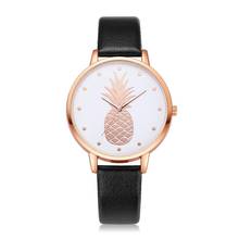 Новые модные женские кварцевые часы с ананасом, простые белые винтажные наручные часы с кожаным ремешком, Прямая поставка 2024 - купить недорого