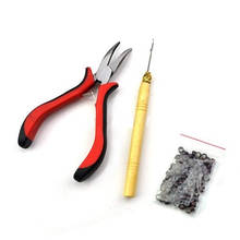 Kit de herramientas de extensión de cabello, pluma caliente, alicates + gancho + 100 Uds., Micro cuentas de silicona 2024 - compra barato