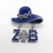 Moda zeta phi beta fraternidade sociedade jóias esmalte metal chapéu zpb carta charme broche azul 2024 - compre barato