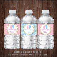 20 Pcs Custom Baby Feet Gender Reveal Water Bottle Wine Labels Candy Bar Wrapper Sticker Baby Shower Birthday Party Decoration 2024 - buy cheap