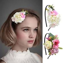 ncmama Princess Artificial Flower Headband Girls Floral Wreath Wedding Birthday Hairband Kids Hair Hoop Girls Hair Accessories 2024 - buy cheap