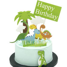 New Cute Dinosaur Cake Topper Coconut Tree Happy Birthday Cupcake Decoration for Kids Birthday Party Cake Supplies Baby Shower 2024 - buy cheap