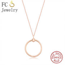 FC Jewelry 925 Sterling Silver Rose Gold O Pendant Thin Chain Necklace For Women Making Choker Trinket Dropship Suppliers 2020 2024 - buy cheap