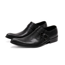 2020 роскошные мужские оксфорды, мужские классические туфли, кожаные итальянские черные туфли ручной полировки с острым носком и пряжкой, свадебные офисные официальные туфли 2024 - купить недорого