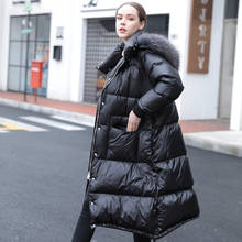 Large Real Raccoon Fur Collar 2019 Women's Winter Loose Coat Thick Warm Long Down Parkas Windproof 90% White Duck Down Jacket 2024 - buy cheap