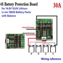 4S 30A 14.8V Li-ion Lithium 18650 Battery BMS Packs PCB Protection Board with Balance 2024 - купить недорого