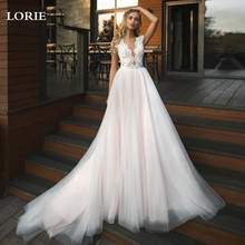 LORIE Boho Lace Wedding Dress Deep V Neck Sleeveless Beach Wedding Gowns Vestido De Novia Train Bride Dresses Custom Made 2024 - buy cheap