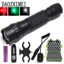 Mini lanterna portátil led xm-l l2, 5000 lúmens, luz vermelha/verde/branca, foco ajustável 18650, caça, iluminação tática 2024 - compre barato