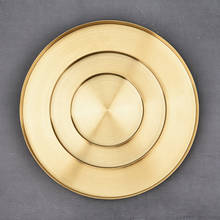 Bandeja redonda dourada de 3 tamanhos, para exibição de comida e jóias, colar com anel e bandeja de armazenamento, organizador de bandeja de chá para casa 2024 - compre barato